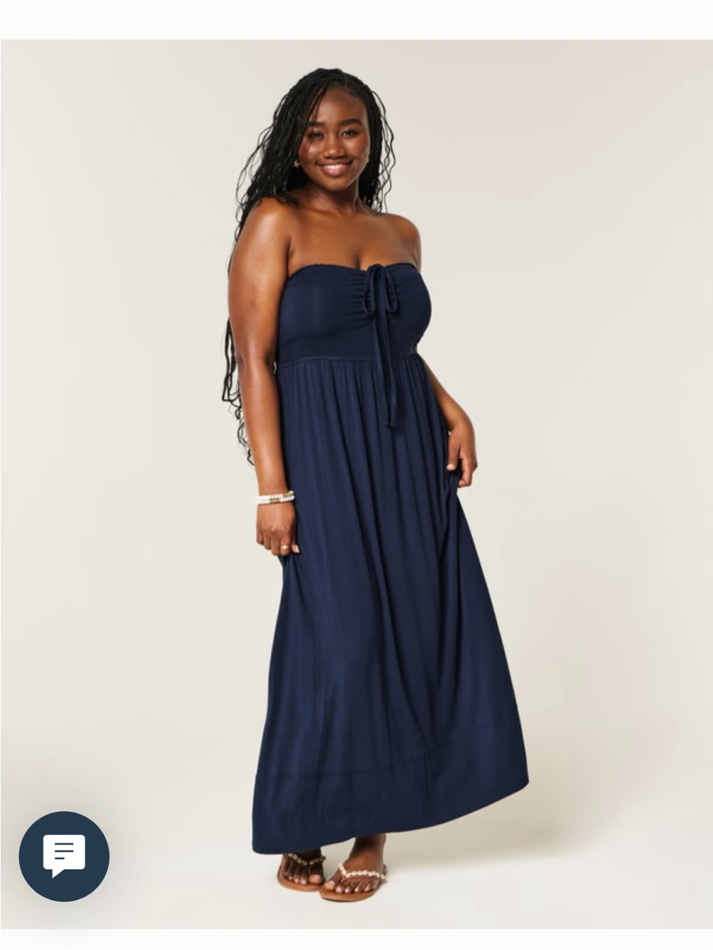 Hollister Navy Strapless Tie-Front Maxi Dress
